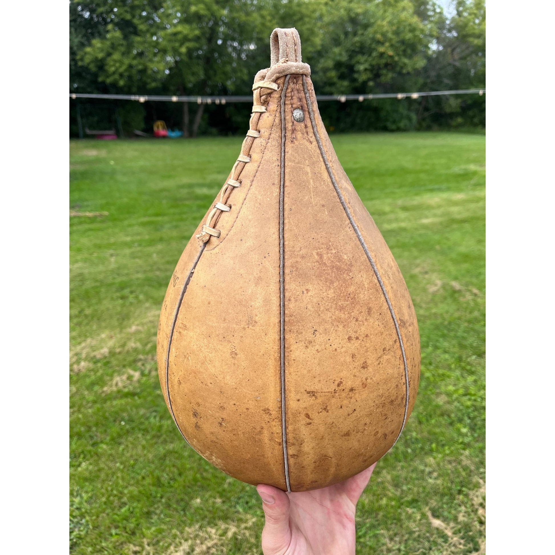 Antique Vintage Spalding Leather Stitched Speed Bag Boxing Gym