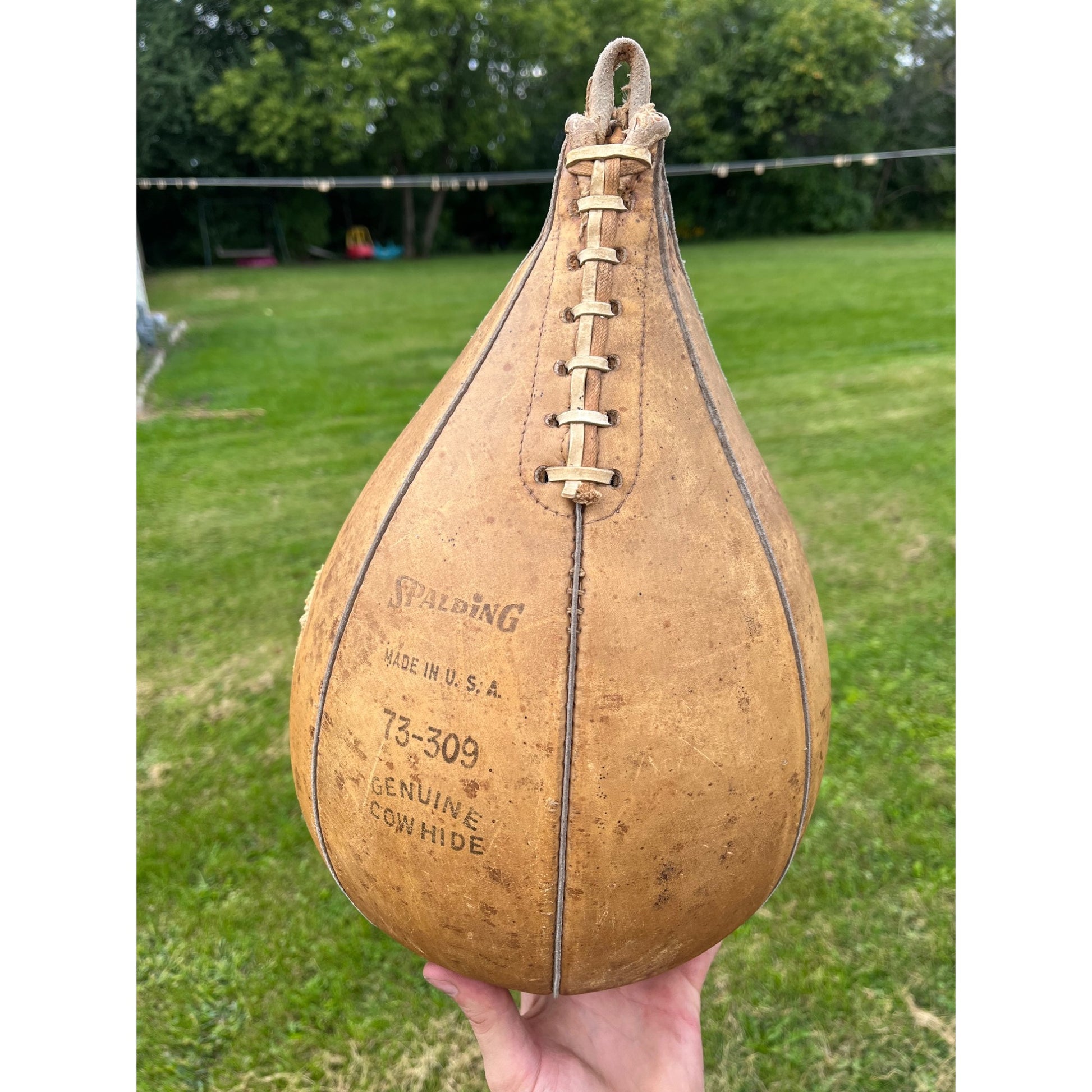 Antique Vintage Spalding Leather Stitched Speed Bag Boxing Gym
