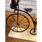 Jim Lewk Hand Made Copper Bicycle Sculpture w/ Flowers Fossil Coral Base Signed