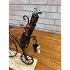 Jim Lewk Hand Made Copper Bicycle Sculpture w/ Flowers Fossil Coral Base Signed