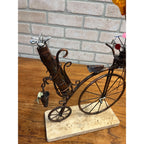 Jim Lewk Hand Made Copper Bicycle Sculpture w/ Flowers Fossil Coral Base Signed
