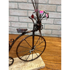 Jim Lewk Hand Made Copper Bicycle Sculpture w/ Flowers Fossil Coral Base Signed