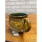 Vintage Ceramic Pottery Hand Made Dog Coffee Mug 1980s Signed JH