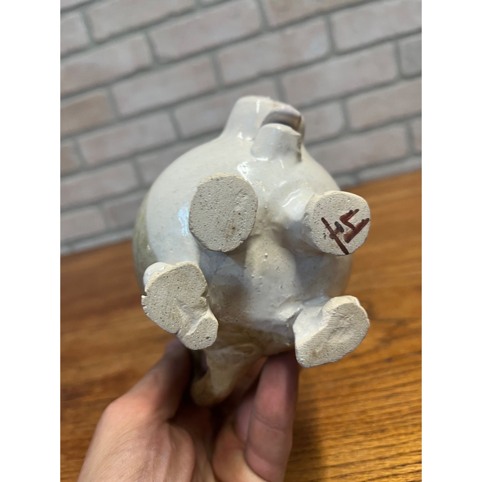 Vintage Ceramic Pottery Hand Made Dog Coffee Mug 1980s Signed JH