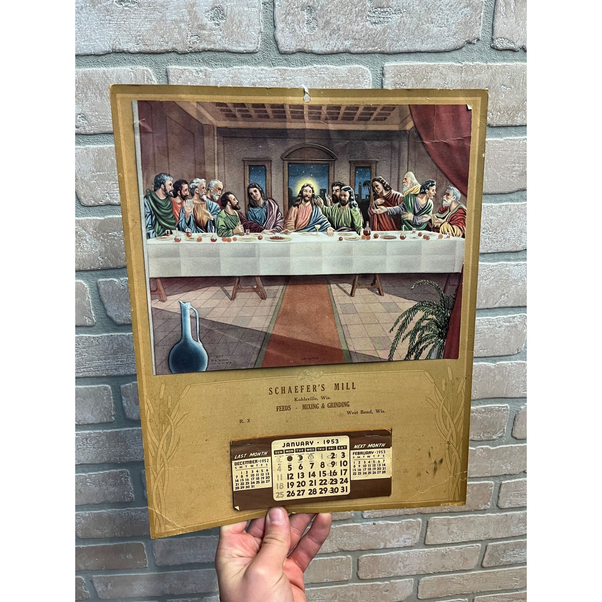 Vintage 1953 Schaefer's Mill West Bend Kohlsville Wisconsin Advertising Calendar