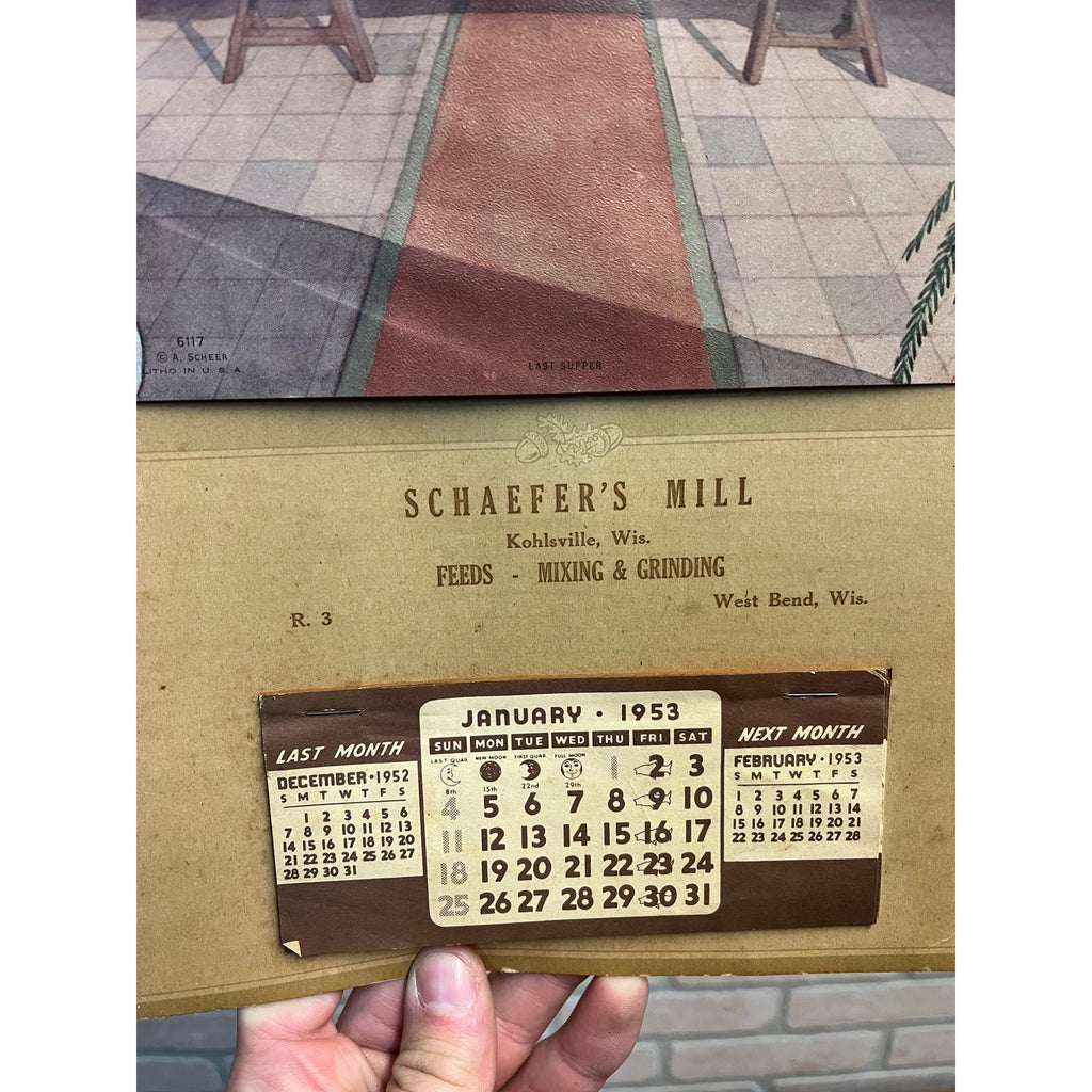 Vintage 1953 Schaefer's Mill West Bend Kohlsville Wisconsin Advertising Calendar