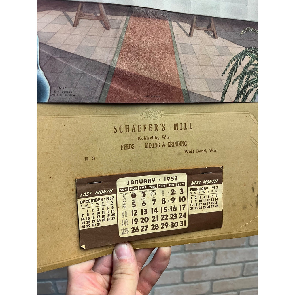 Vintage 1953 Schaefer's Mill West Bend Kohlsville Wisconsin Advertising Calendar