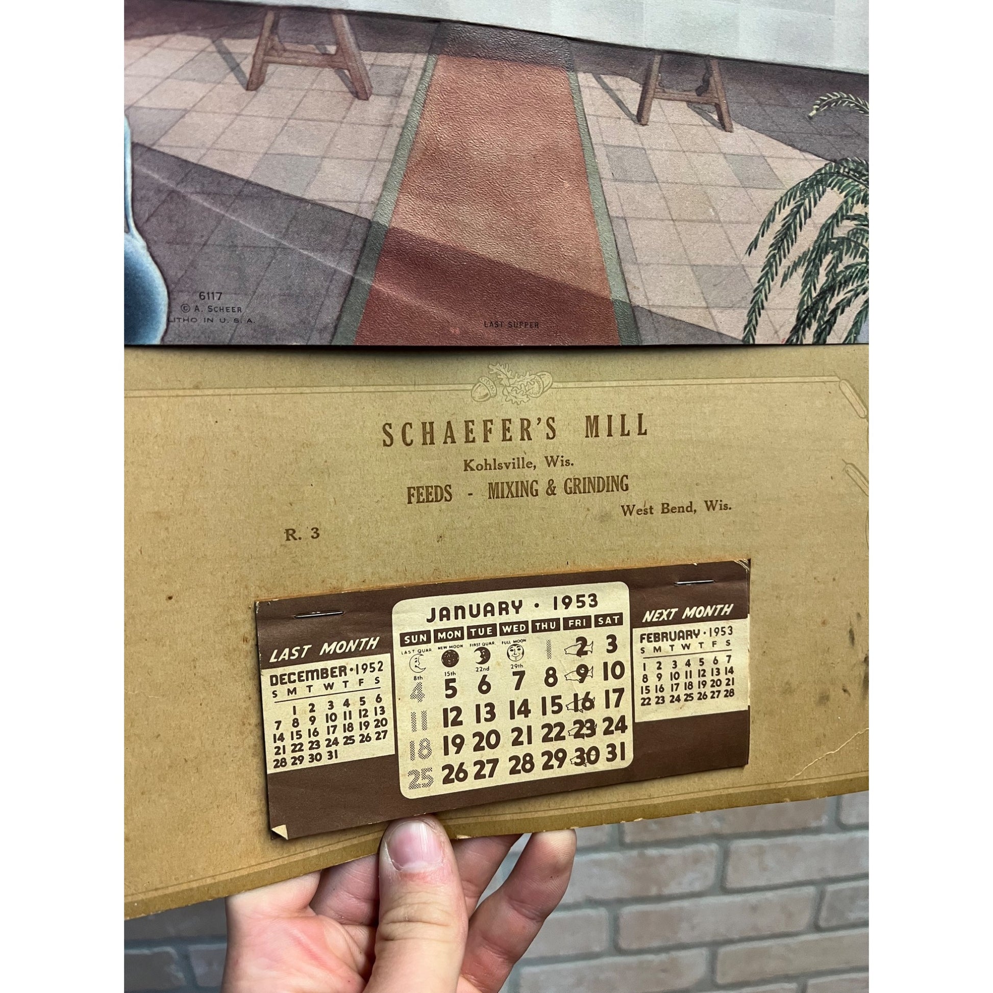 Vintage 1953 Schaefer's Mill West Bend Kohlsville Wisconsin Advertising Calendar
