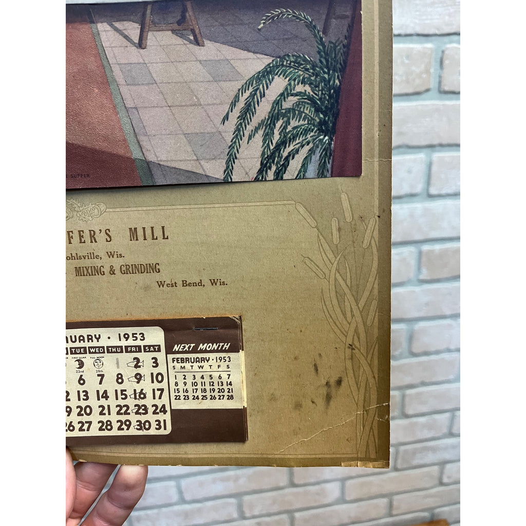 Vintage 1953 Schaefer's Mill West Bend Kohlsville Wisconsin Advertising Calendar