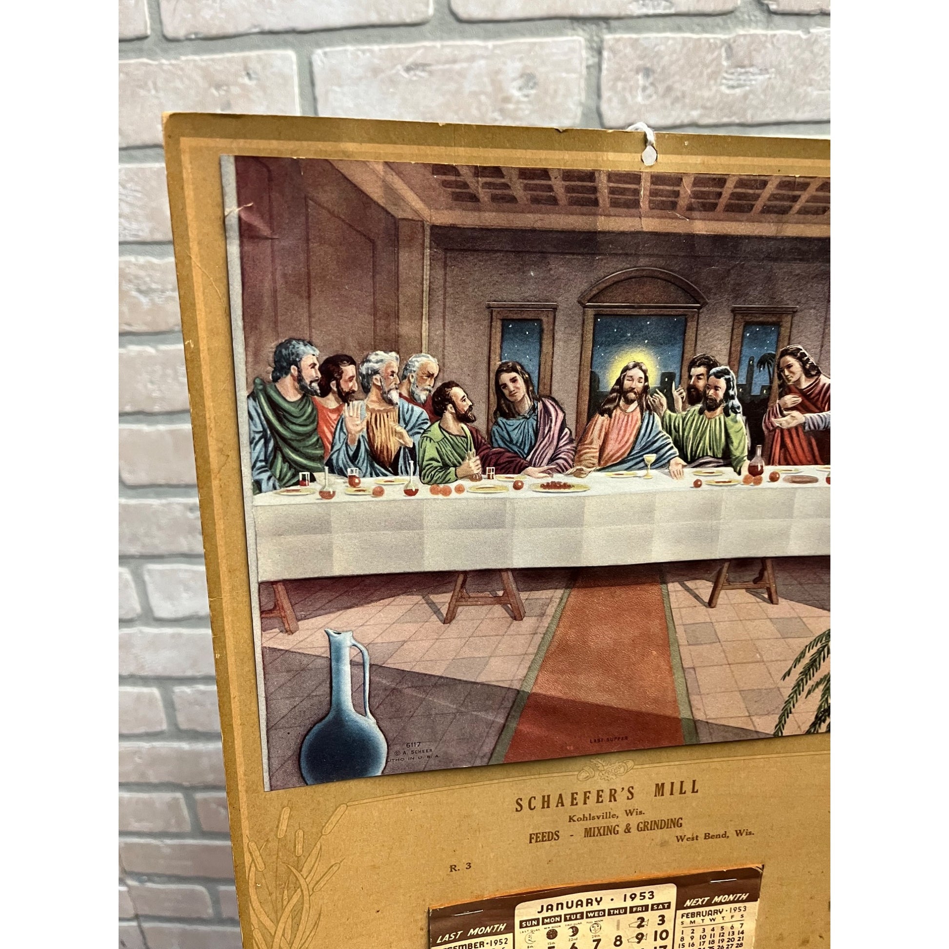 Vintage 1953 Schaefer's Mill West Bend Kohlsville Wisconsin Advertising Calendar