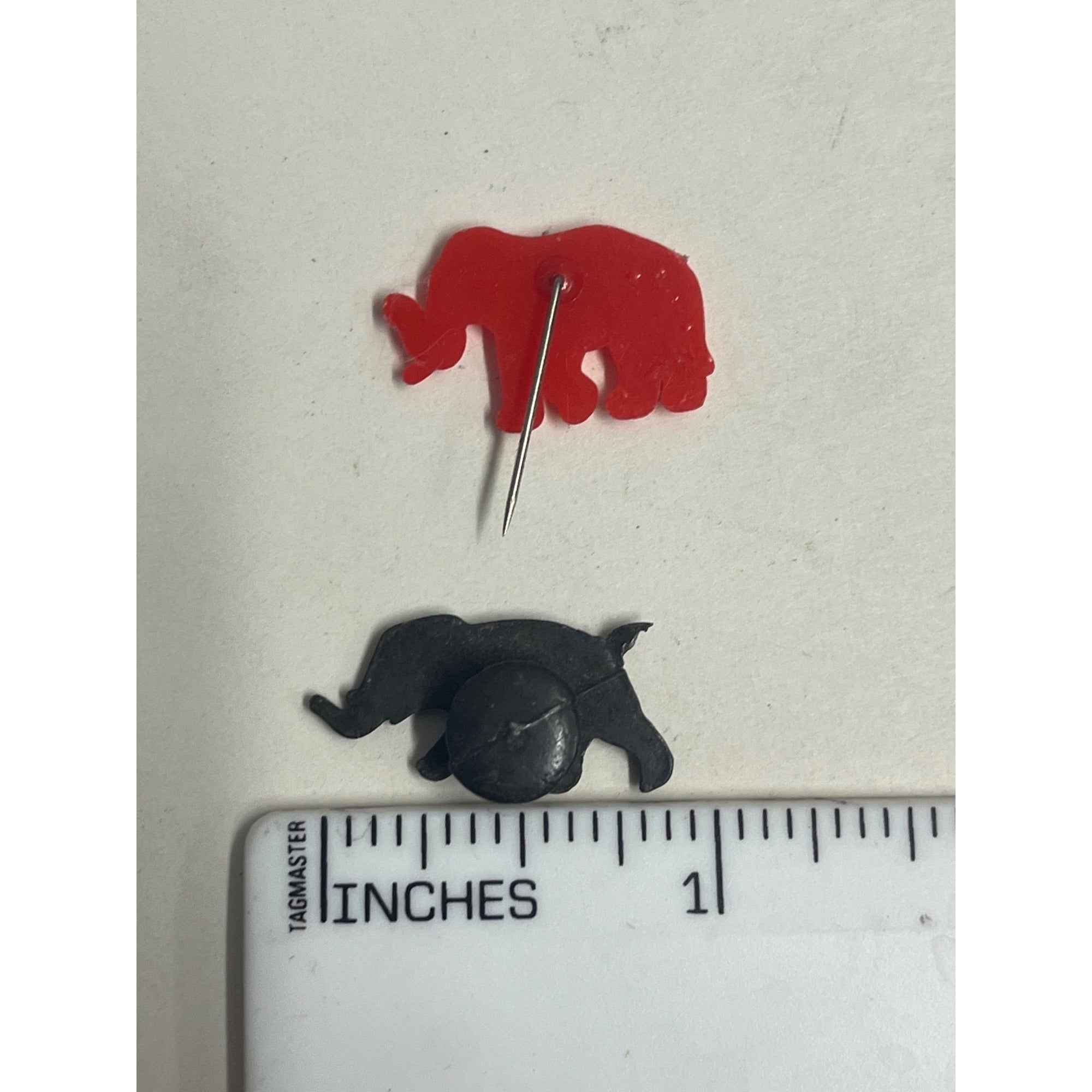 Vintage GOP Elephant Black Metal Lapel Pin Button Hole Stud + Plastic Hat Pin