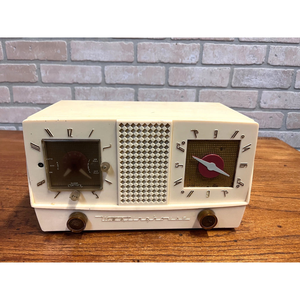 Vintage 1950s Westinghouse Alarm Clock & Tube Radio Model H-392T5 Plastic