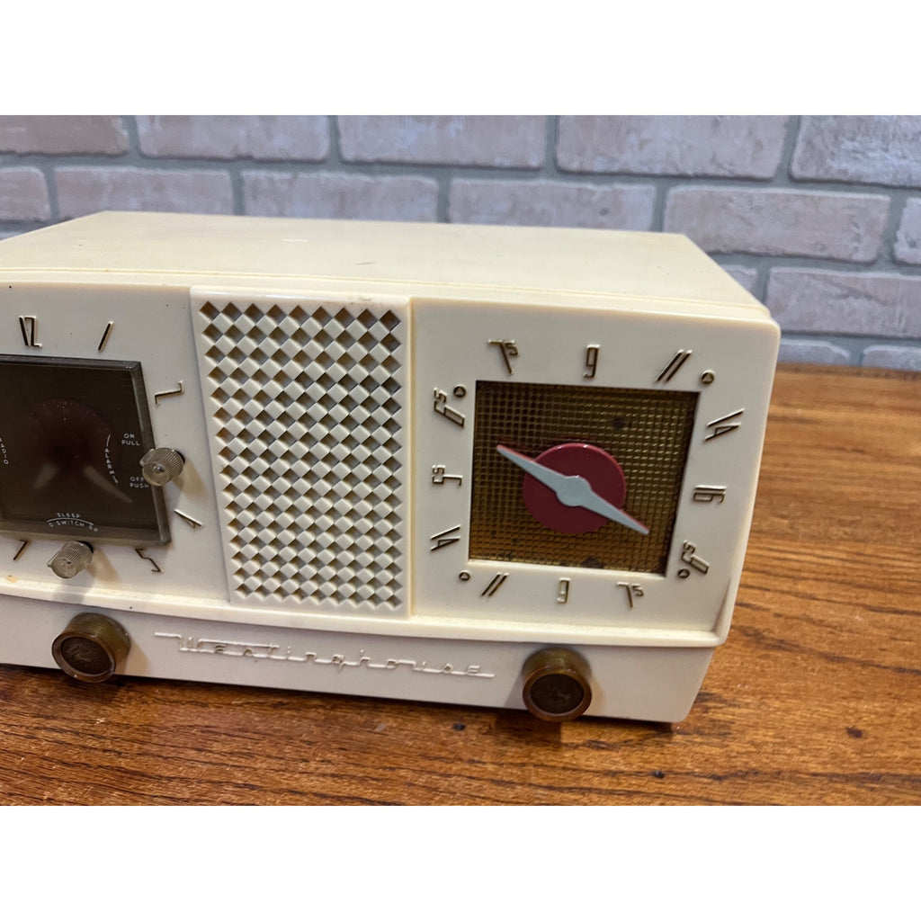 Vintage 1950s Westinghouse Alarm Clock & Tube Radio Model H-392T5 Plastic