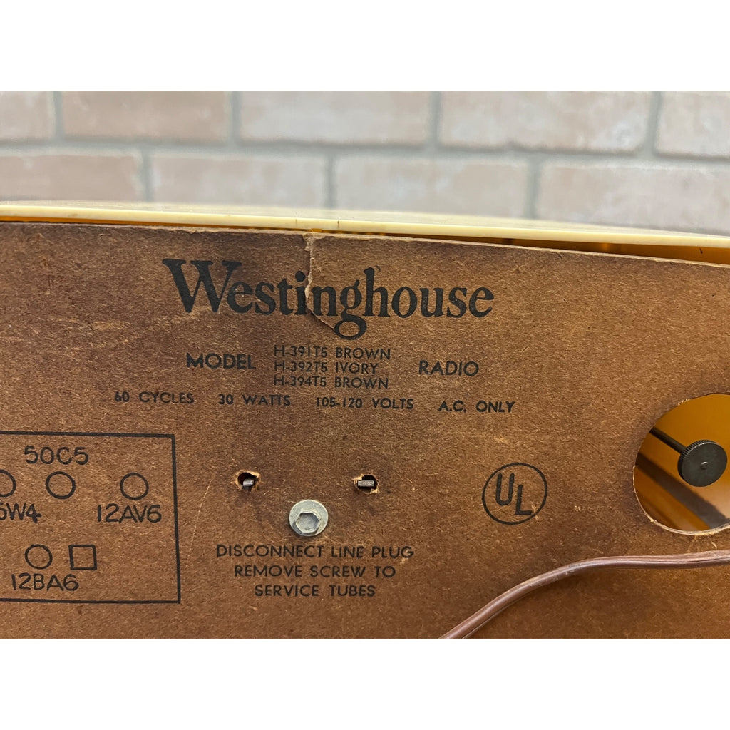 Vintage 1950s Westinghouse Alarm Clock & Tube Radio Model H-392T5 Plastic