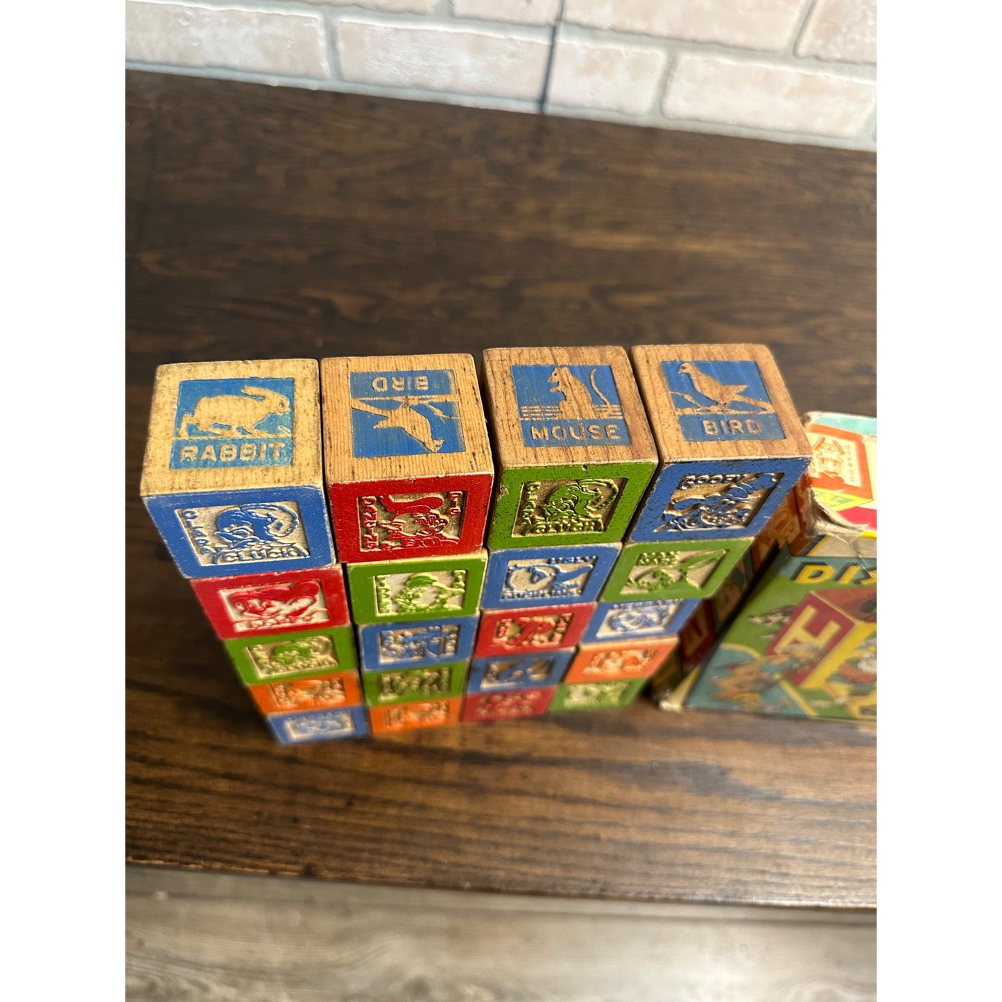 RARE Vintage 1930s-40s Disneyland Disney Wooden Blocks Halsam Child's Toy