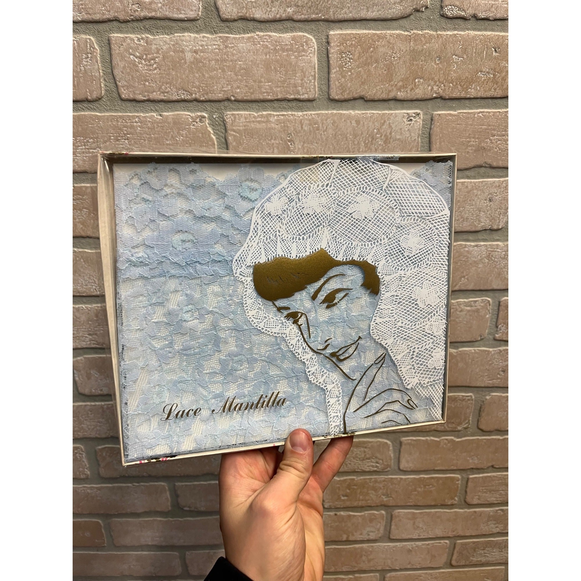 Vintage 1960s Mantilla Chantilly Blue Lace Head Cover Scarf Church Veil NOS