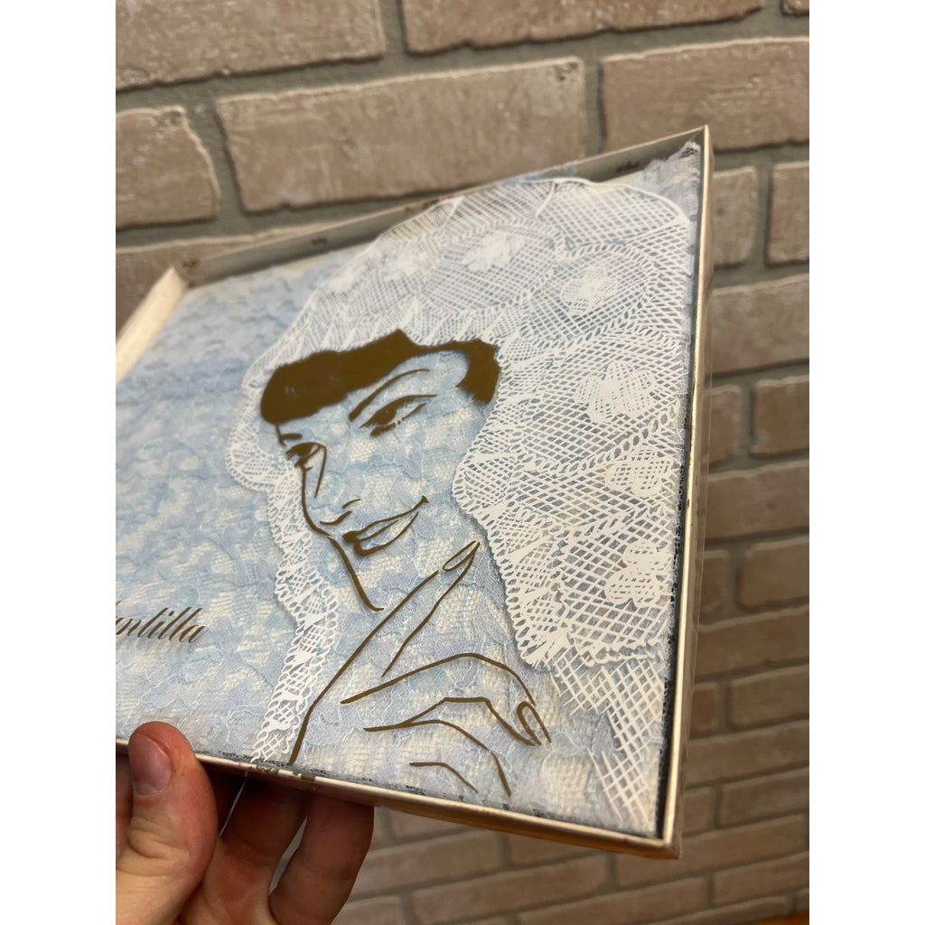 Vintage 1960s Mantilla Chantilly Blue Lace Head Cover Scarf Church Veil NOS