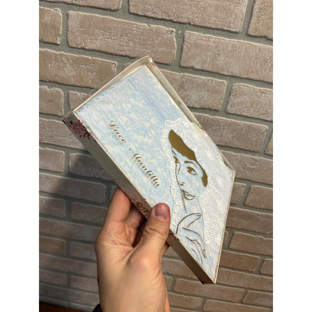 Vintage 1960s Mantilla Chantilly Blue Lace Head Cover Scarf Church Veil NOS