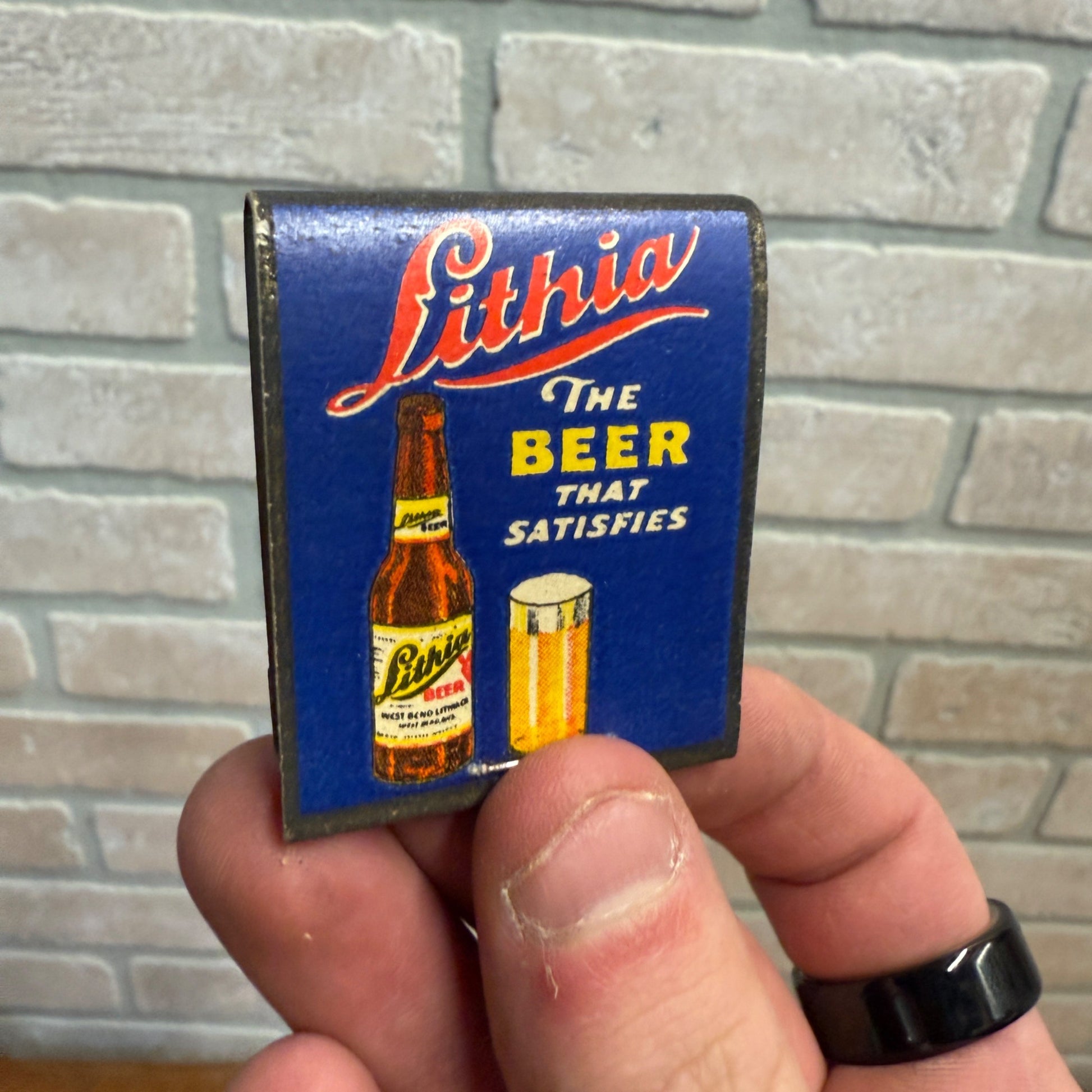 Vintage Matchbook West Bend Lithia Beer 1930s-1940s Wisconsin Brewery
