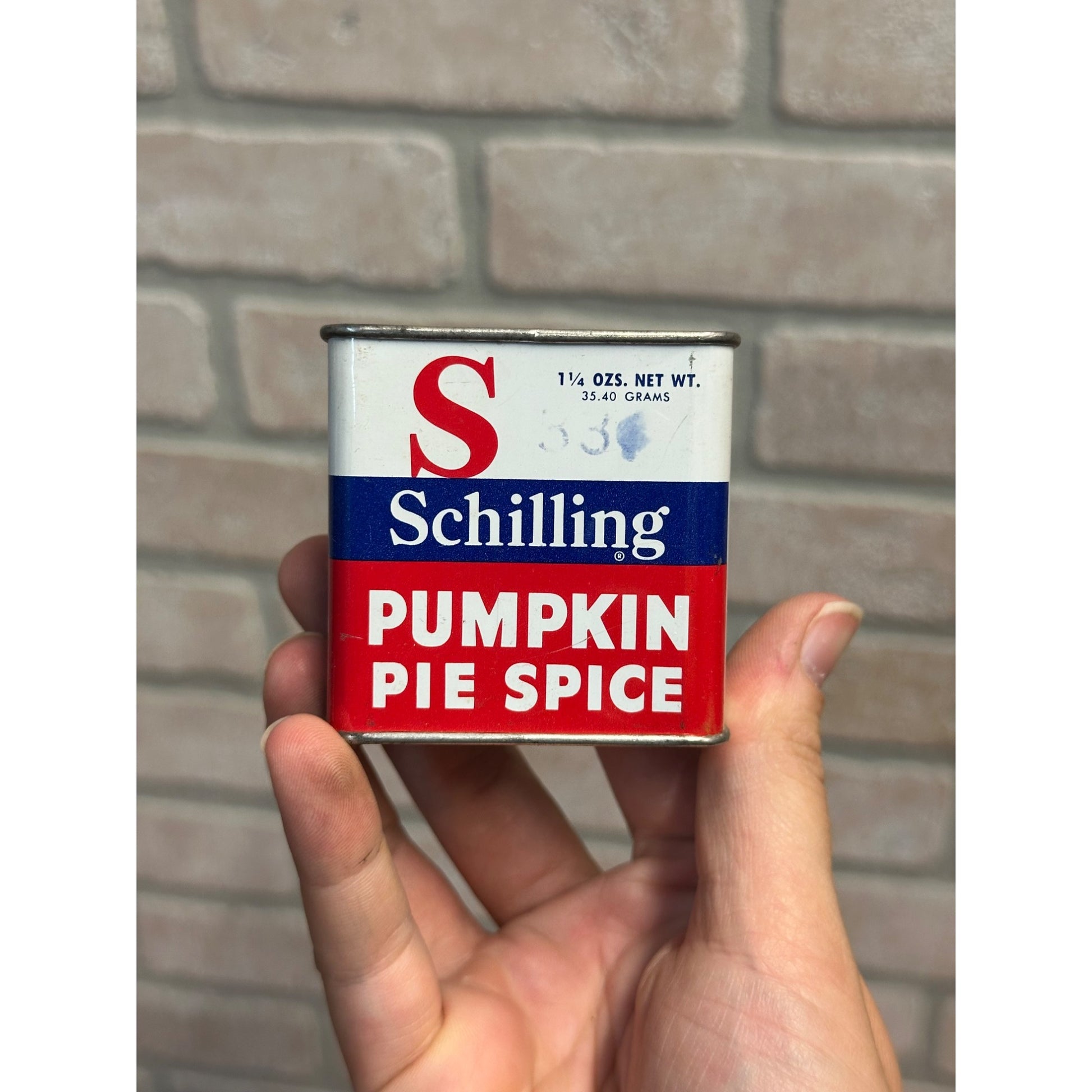 Vintage Schilling Pumpkin Pie Spice Advertising Tin