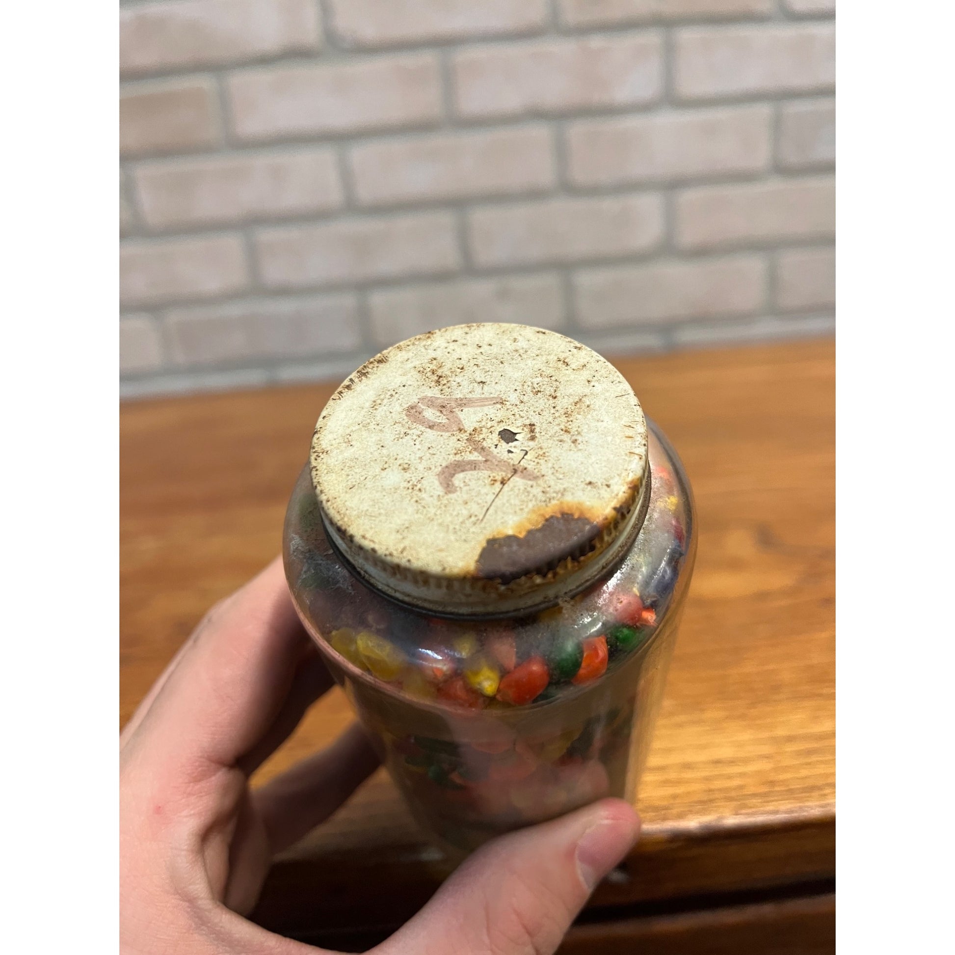 VINTAGE 10 oz GLASS JAR FULL NOS 3 Minute Col-R-Corn Popping Corn 1960s RARE HTF