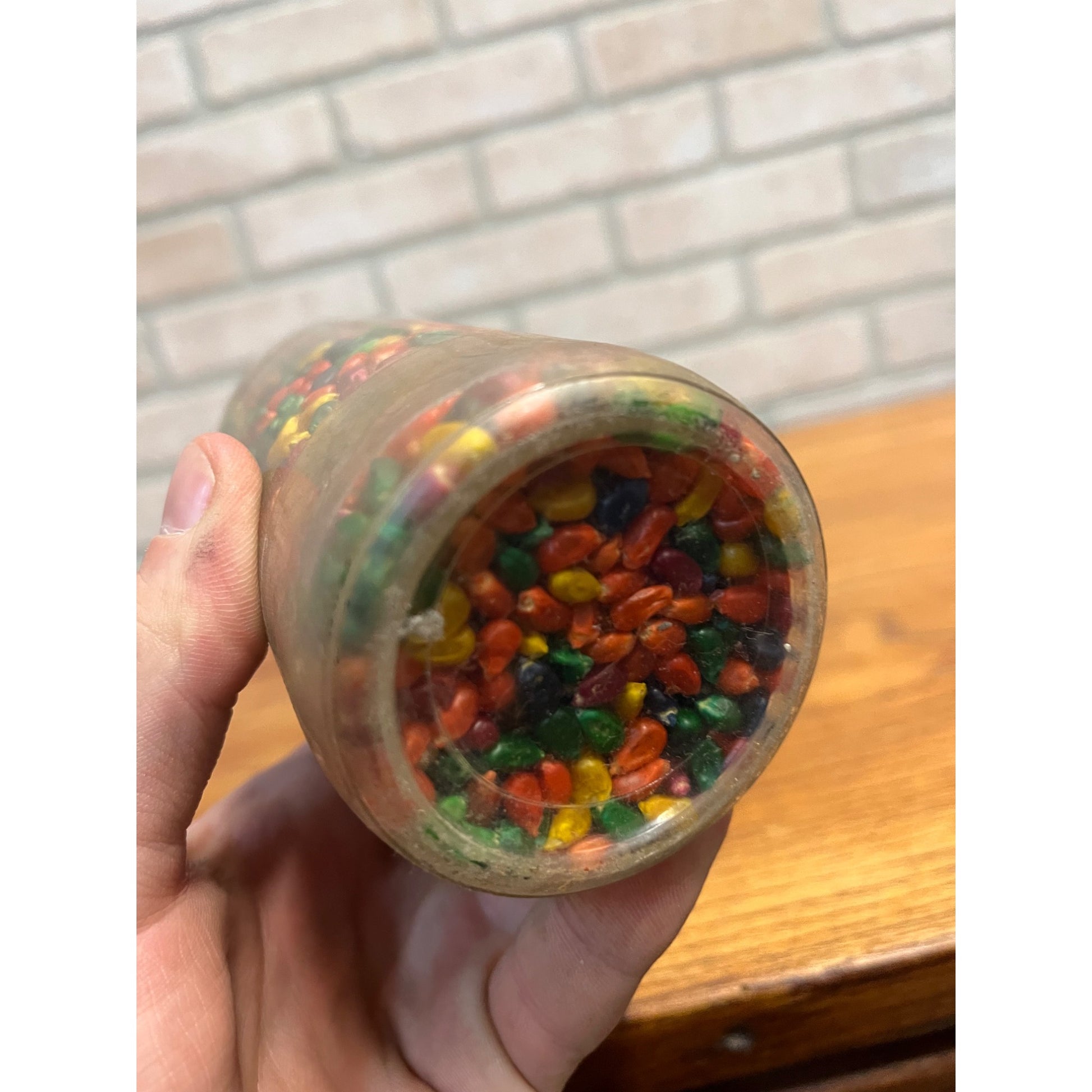 VINTAGE 10 oz GLASS JAR FULL NOS 3 Minute Col-R-Corn Popping Corn 1960s RARE HTF