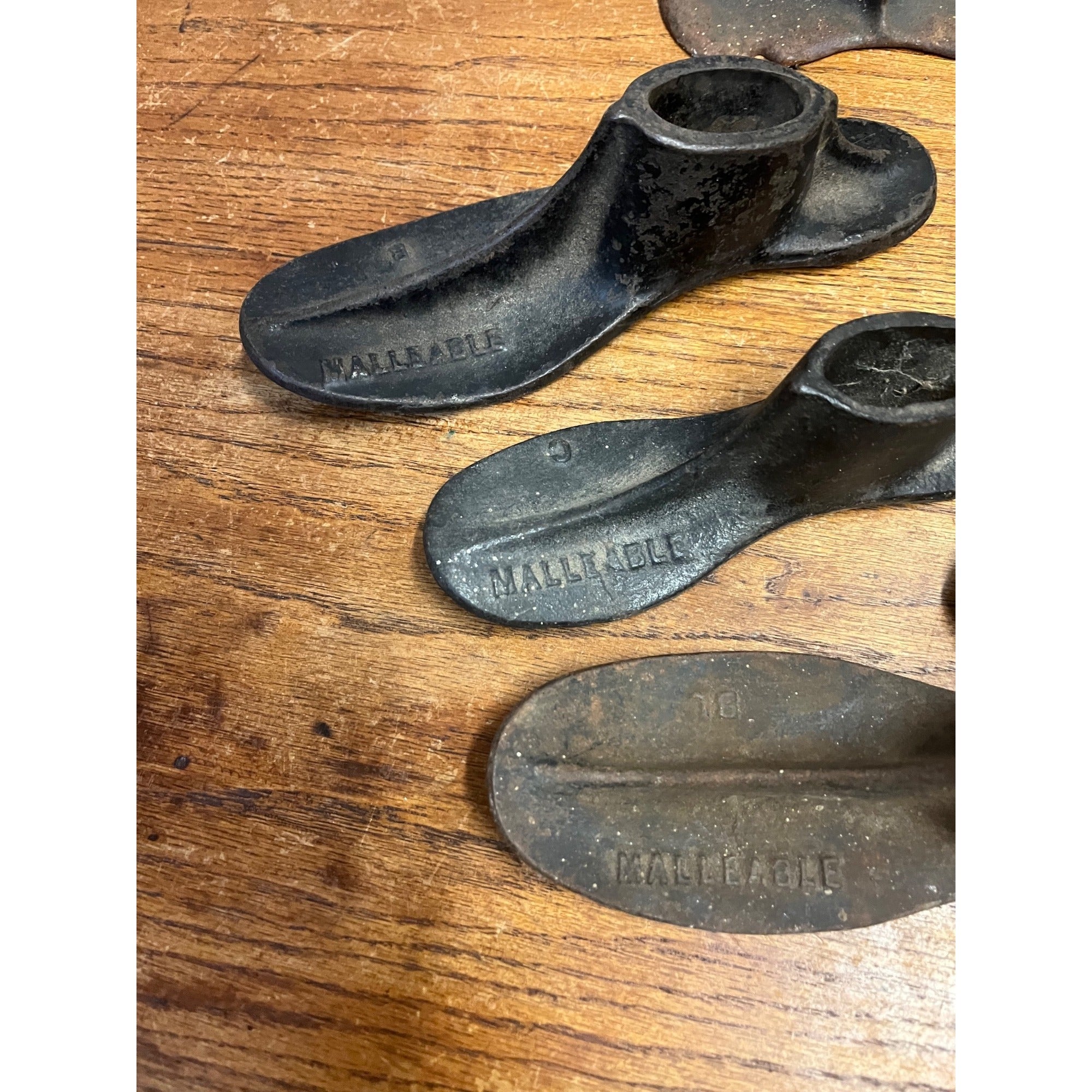Antique Malleble Shoe Cobblers Iron Shoe Forms and Stand