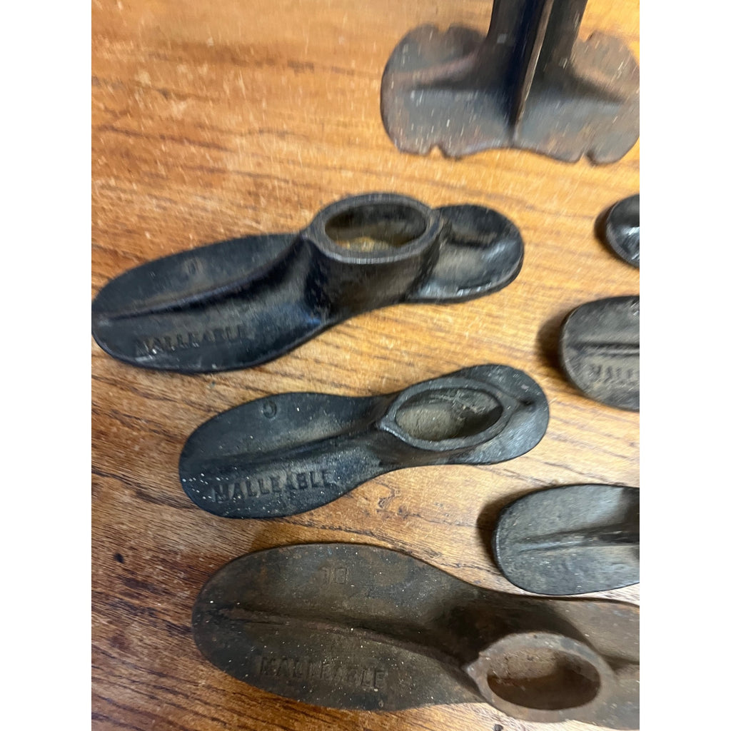 Antique Malleble Shoe Cobblers Iron Shoe Forms and Stand