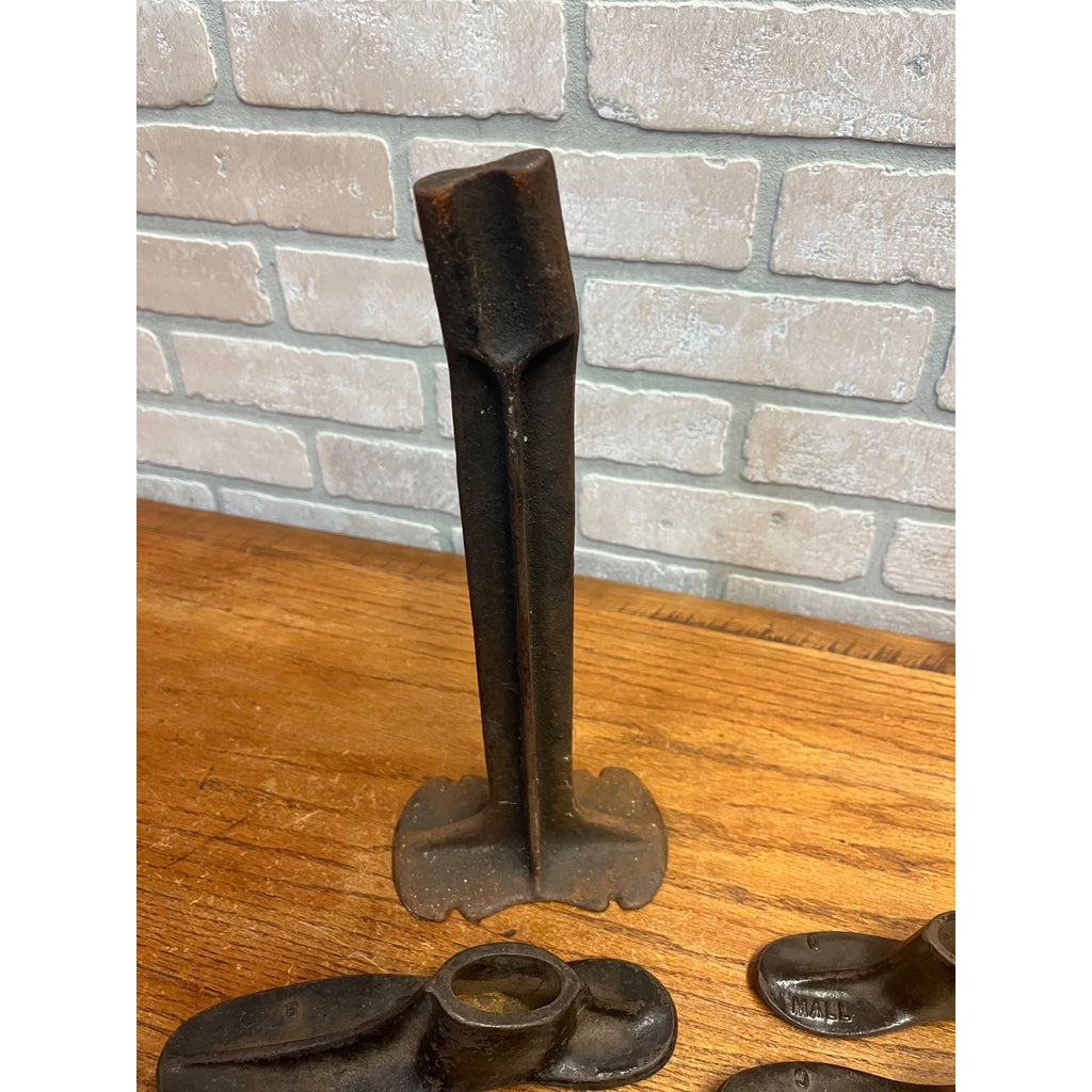 Antique Malleble Shoe Cobblers Iron Shoe Forms and Stand