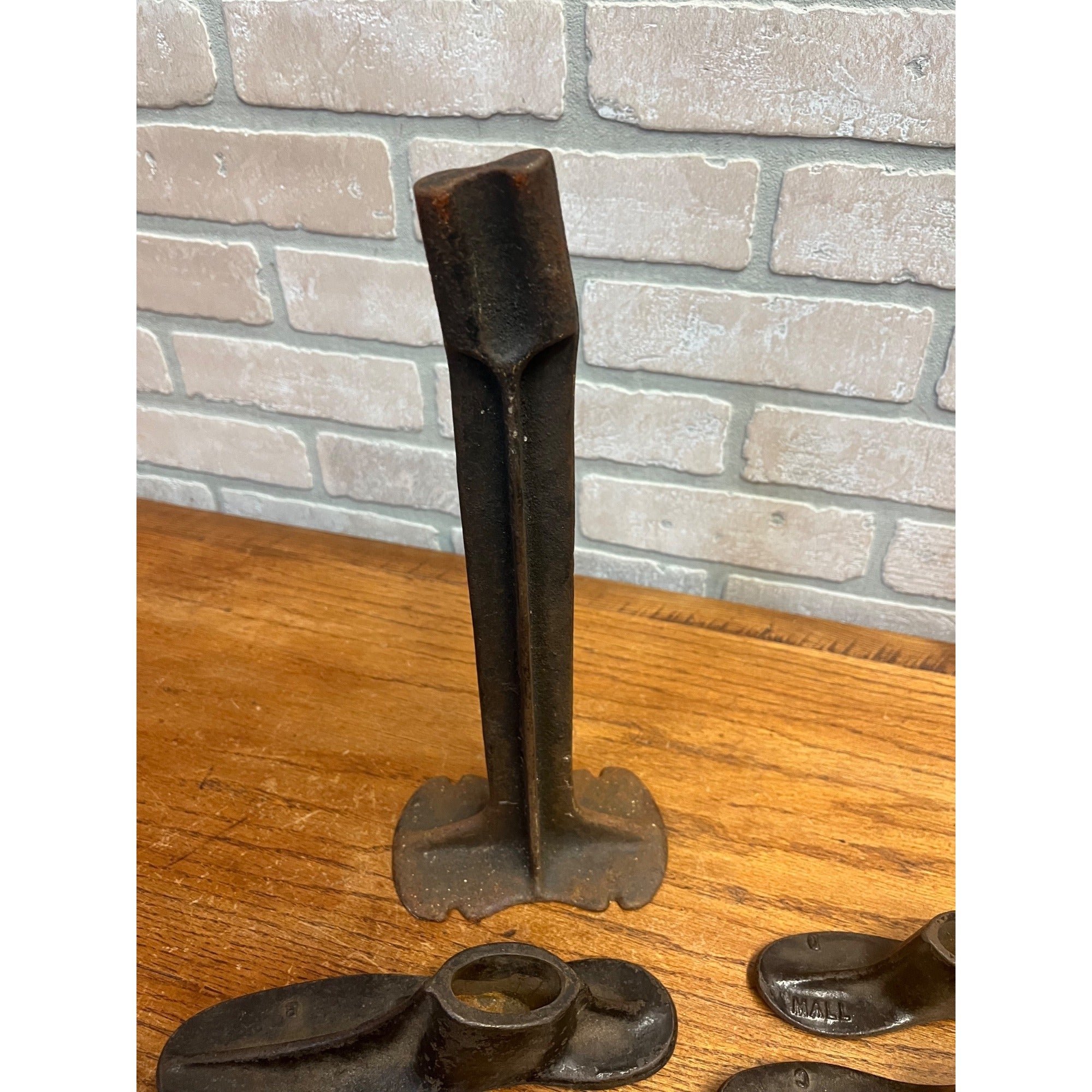 Antique Malleble Shoe Cobblers Iron Shoe Forms and Stand