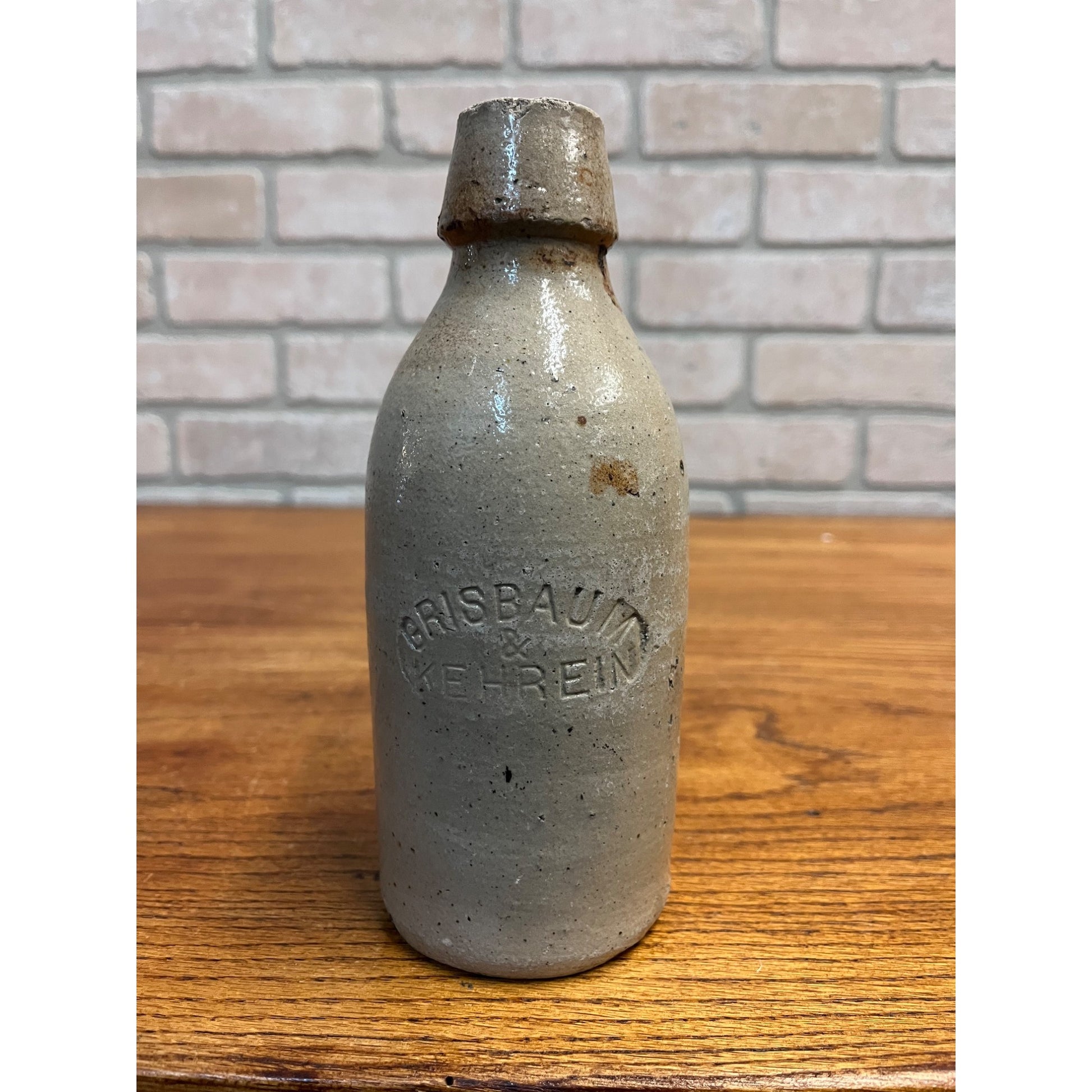 Antique 1800s GRISBAUM & KEHREIN Milwaukee Wis. Clay Stoneware Beer Bottle