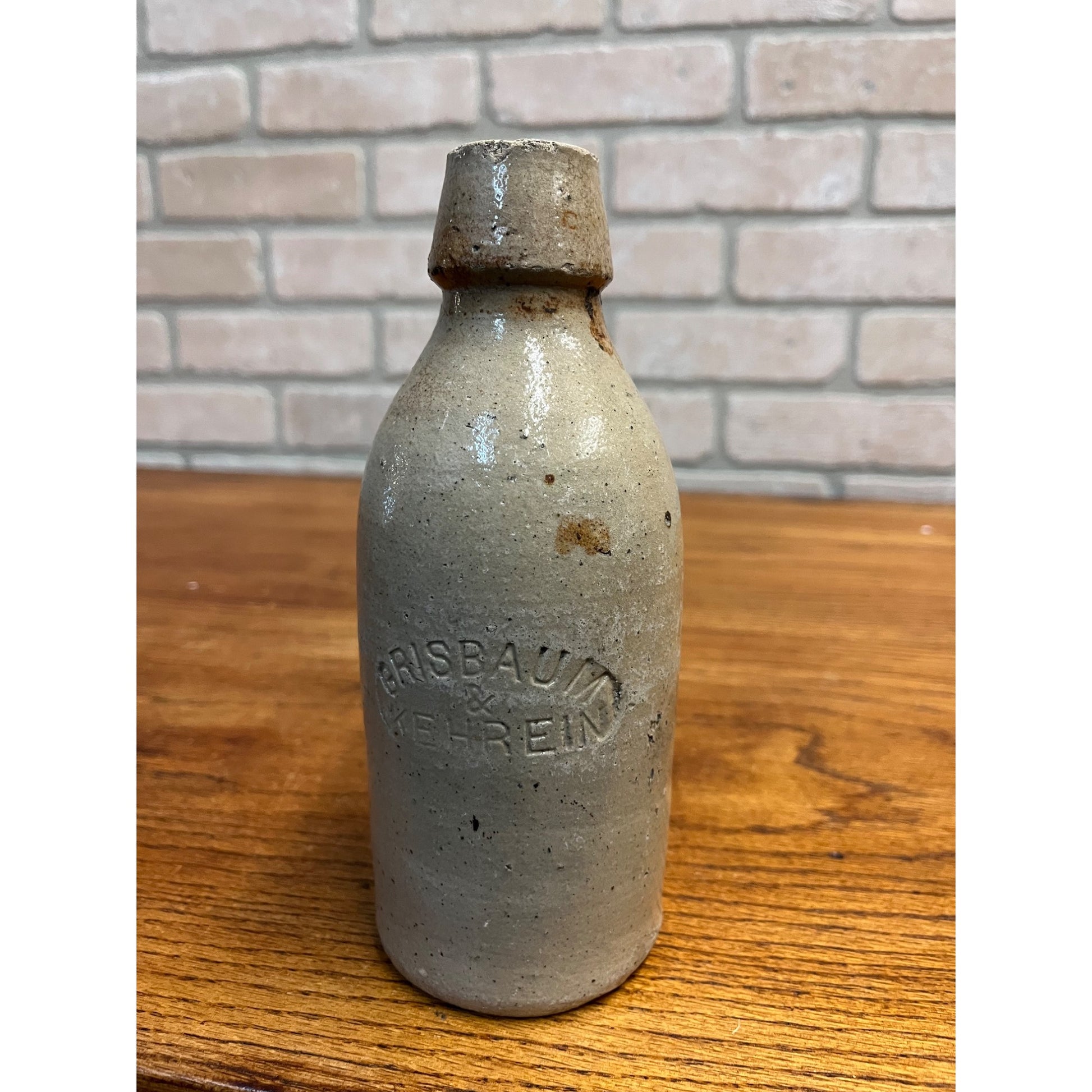 Antique 1800s GRISBAUM & KEHREIN Milwaukee Wis. Clay Stoneware Beer Bottle