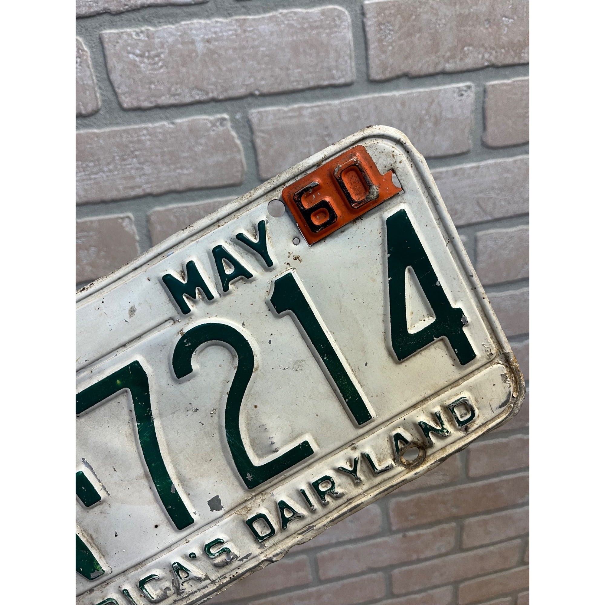 Vintage Wisconsin License Plate May 1960 America's Dairyland Automobile Metal