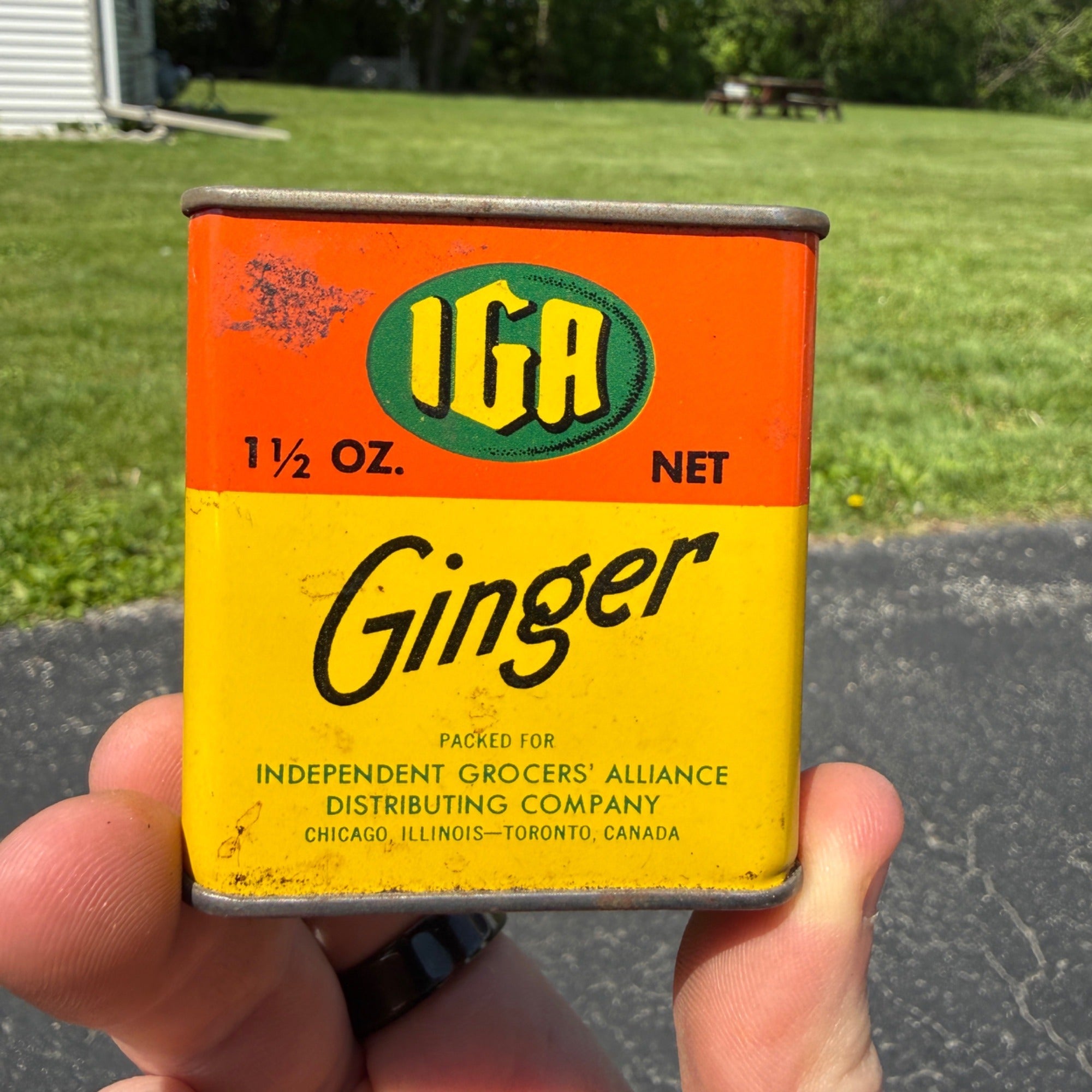 Vintage IGA Ginger Spice Tin Kitchen Decor 1940s