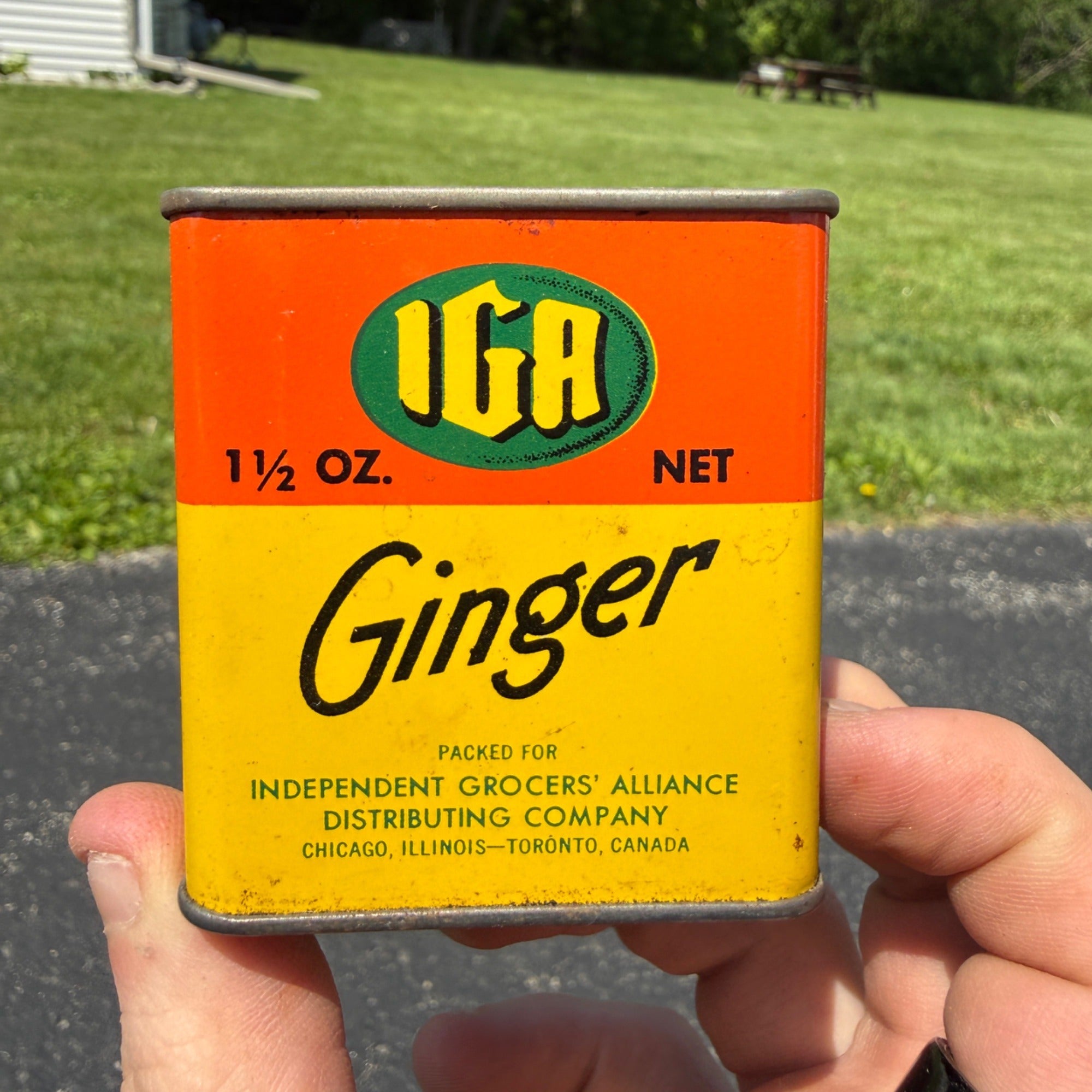 Vintage IGA Ginger Spice Tin Kitchen Decor 1940s