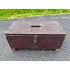 Antique Primitive 19th c. Red Paint Footed Tool Box or Cobblers Chest Folk AAFA