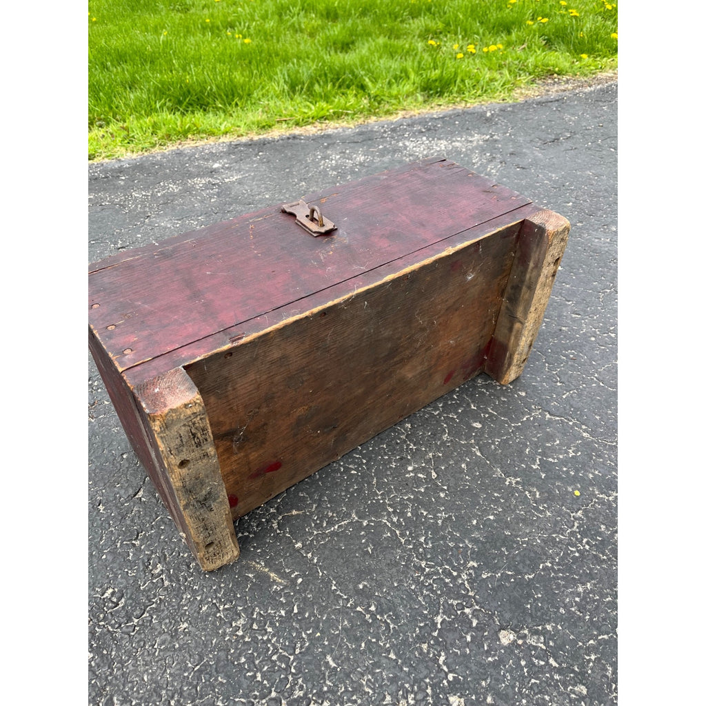 Antique Primitive 19th c. Red Paint Footed Tool Box or Cobblers Chest Folk AAFA