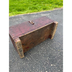 Antique Primitive 19th c. Red Paint Footed Tool Box or Cobblers Chest Folk AAFA