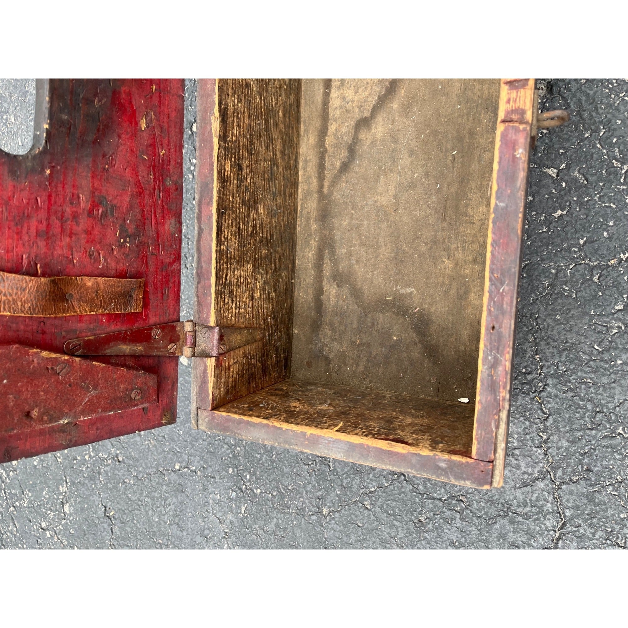 Antique Primitive 19th c. Red Paint Footed Tool Box or Cobblers Chest Folk AAFA