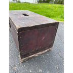 Antique Primitive 19th c. Red Paint Footed Tool Box or Cobblers Chest Folk AAFA