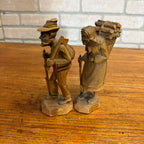 Old Man and Women, German Wood Carving Figurines, 7", Drechselstube Erback