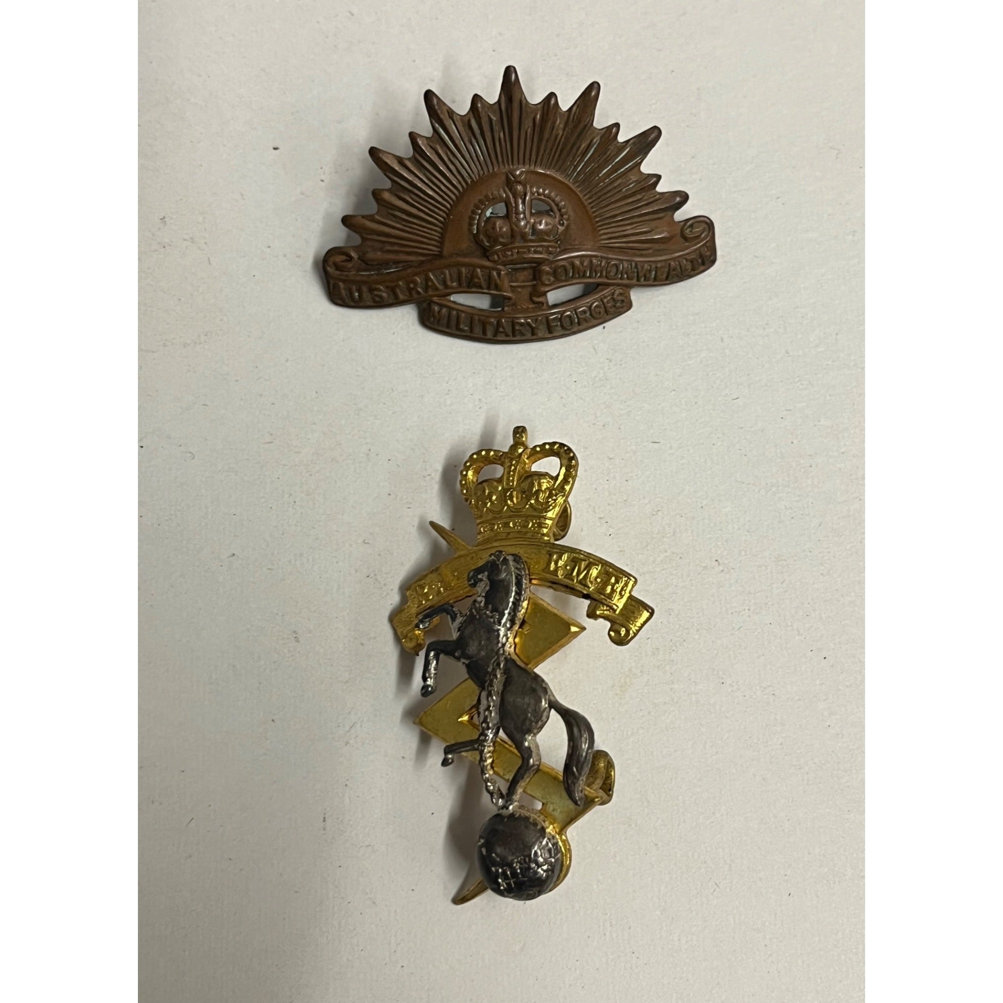 Vintage WW1 WW2 Australian Commonwealth Military Forces + RAEME Hat Pins Badges