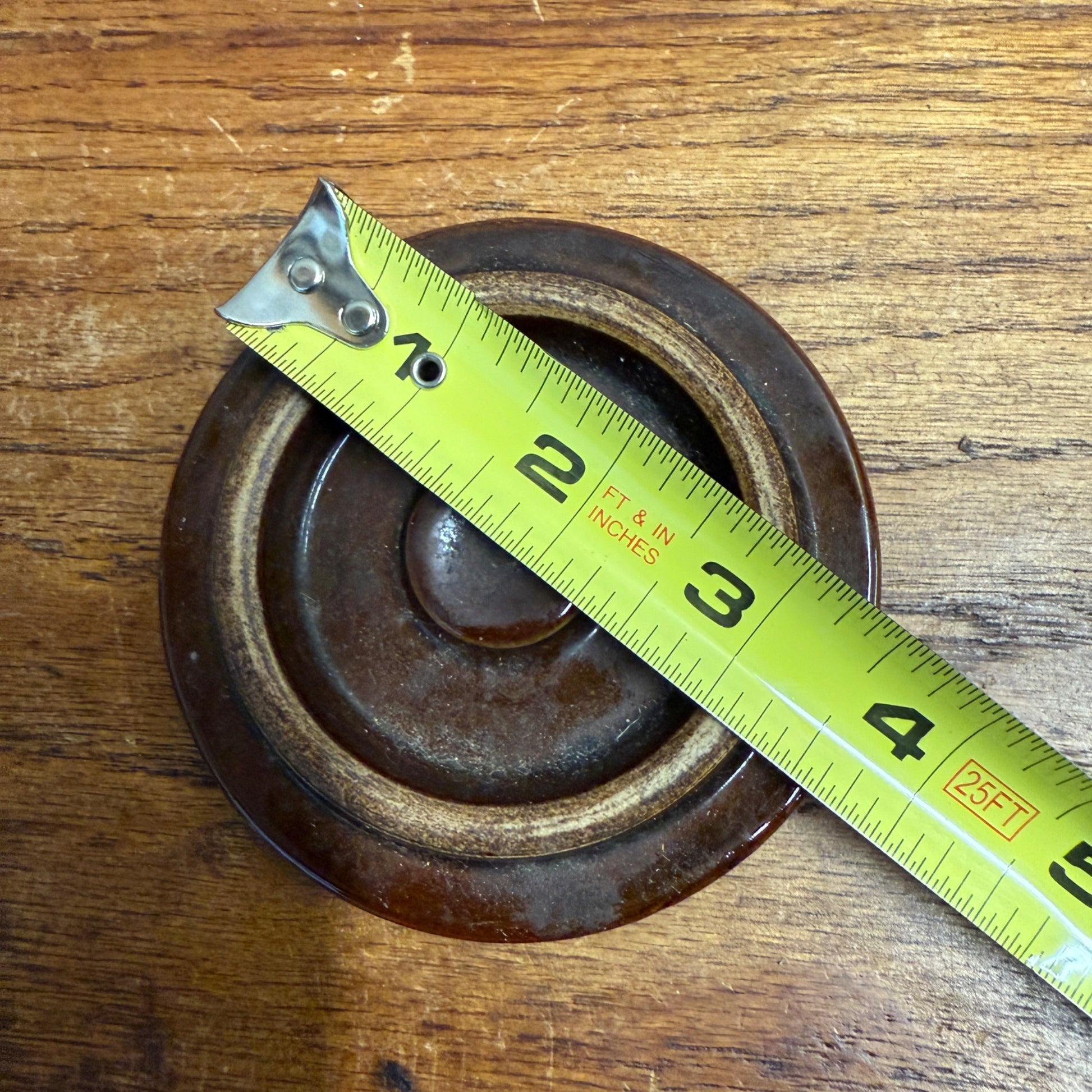 Vintage Storeware Crock Lid Bean Pot Lid Brown - 3.75" Diameter