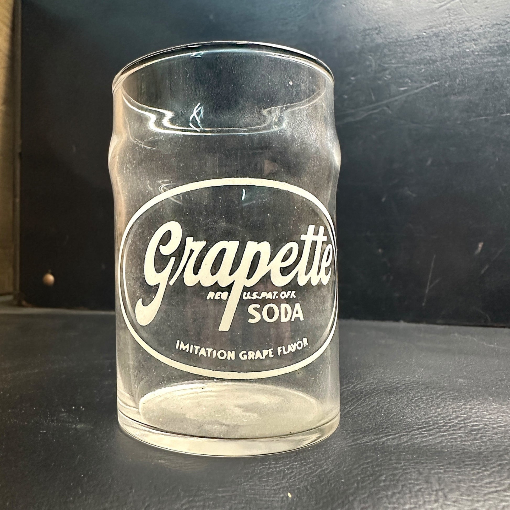 Vintage Grapette White ACL Soda Fountain Glass Drinking Cup