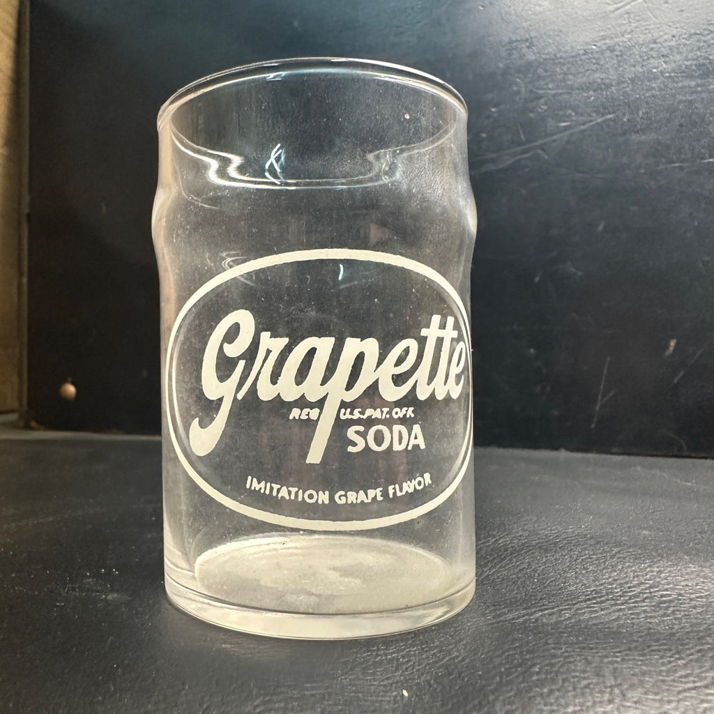 Vintage Grapette White ACL Soda Fountain Glass Drinking Cup