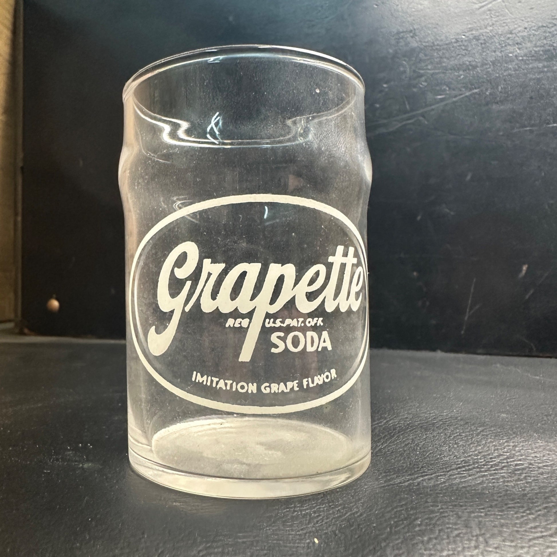 Vintage Grapette White ACL Soda Fountain Glass Drinking Cup