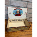 Vintage Charles Thompson Tobacco Wooden Cigar Box Yungfello Foil Wraps Philadelphia, Pennsylvania
