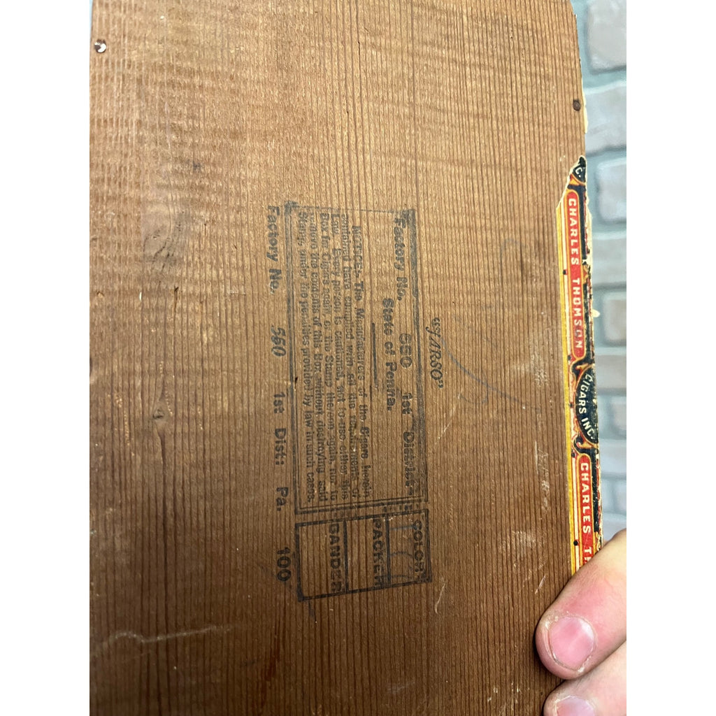 Vintage Charles Thompson Tobacco Wooden Cigar Box Yungfello Foil Wraps Philadelphia, Pennsylvania