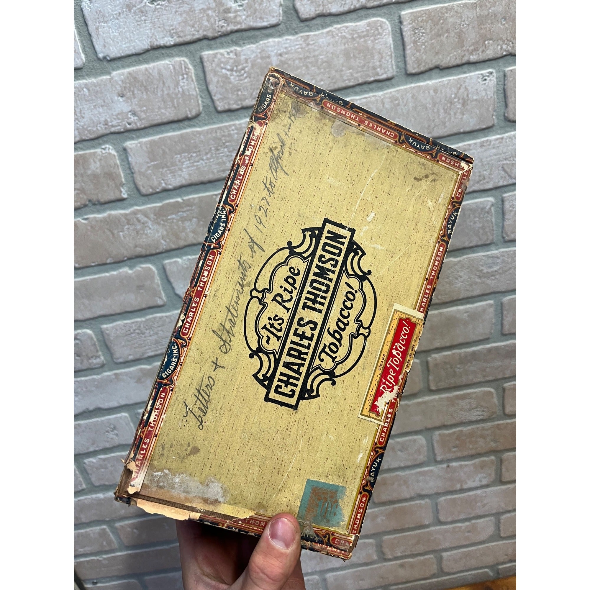 Vintage Charles Thompson Tobacco Wooden Cigar Box Yungfello Foil Wraps Philadelphia, Pennsylvania