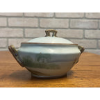 Vintage Nippon Porcelain Lidded Sugar Bowl Hand-Painted Shore Scene With Boats Covered Trinket Dish